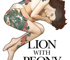 LION WITH PEONY　唐獅子牡丹の刺青をモチーフにしたイラスト