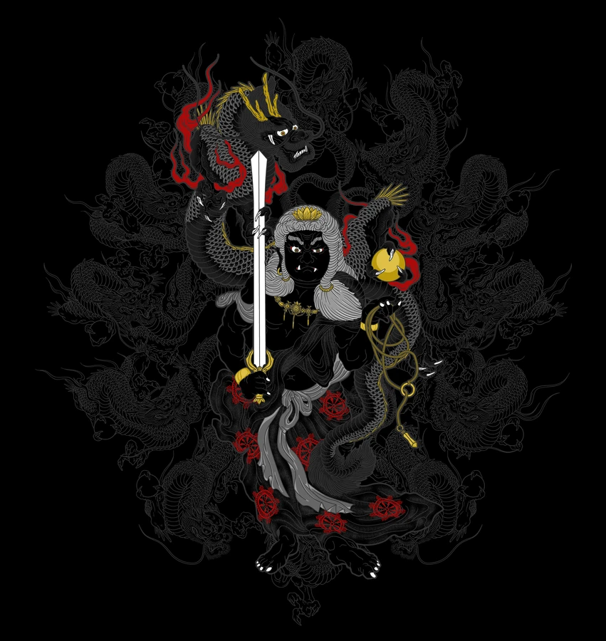 不動明王立像(モノクロ)